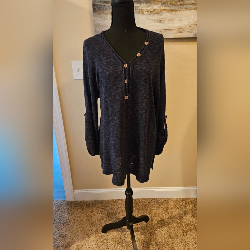 Stitchdrop Size Medium Navy Blue Cotton Sweater